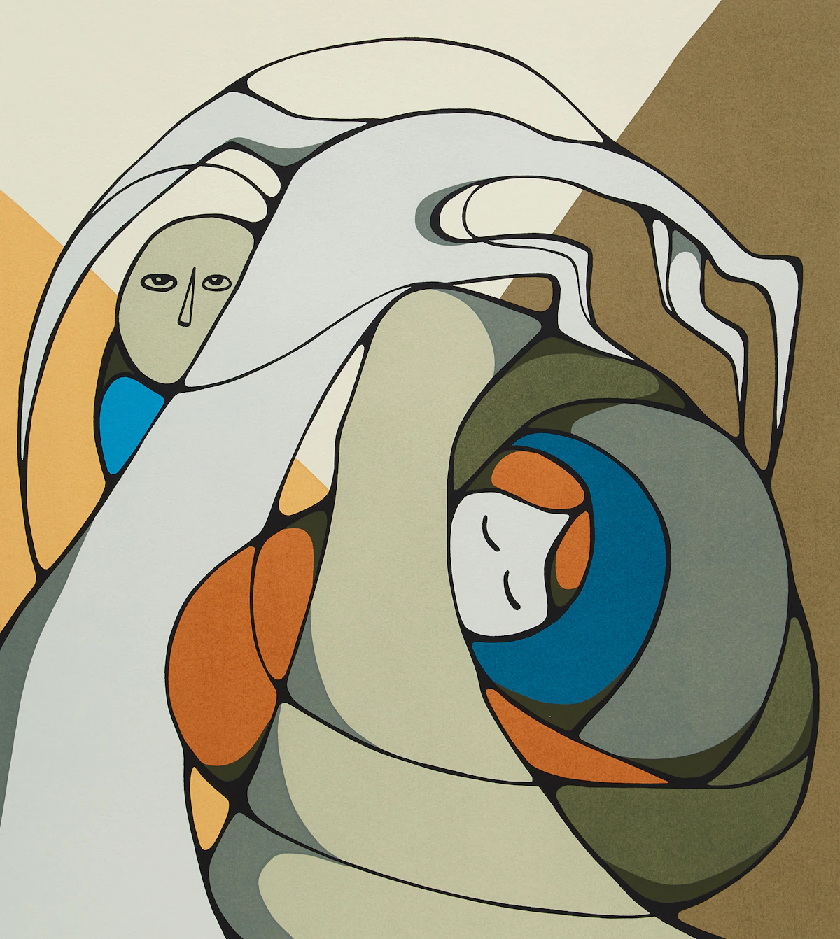 Daphne Odjig, Hide n’ Seek, colour serigraph, 1981