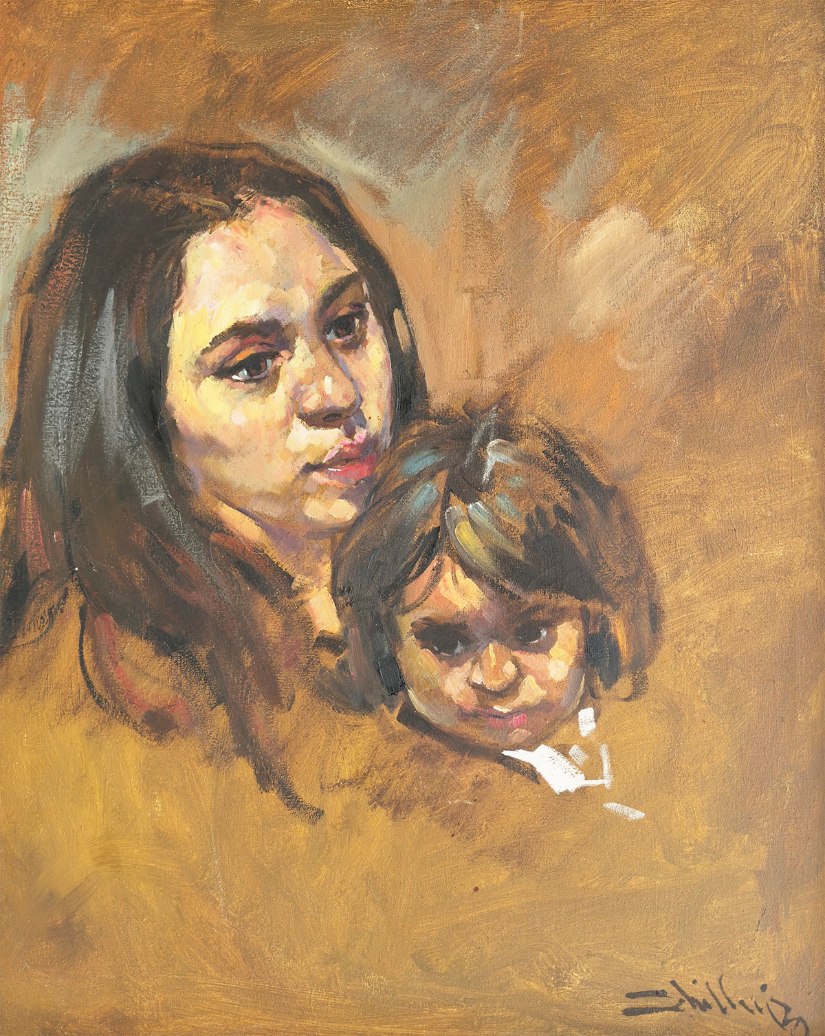 Arthur Shilling, Mother and Child, oil on canvas