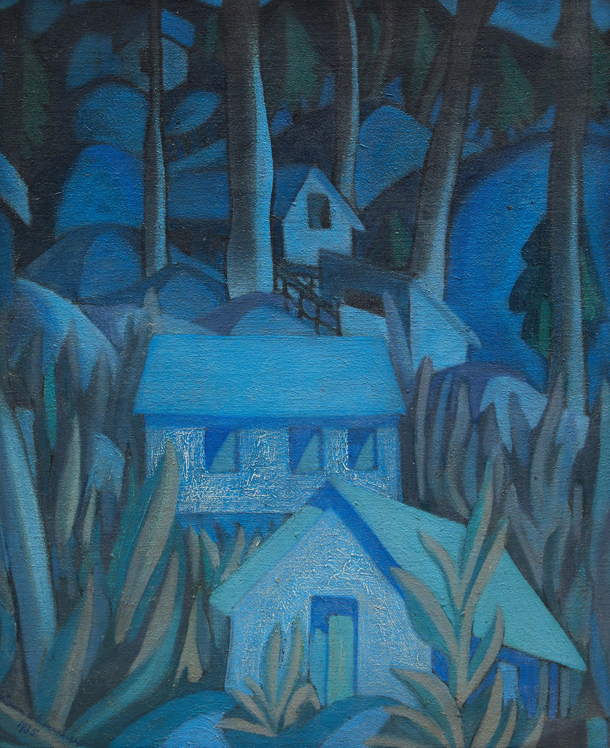 Lowrie Lyle Warrener, Night in B.C., oil on canvas laid down on card, 1935