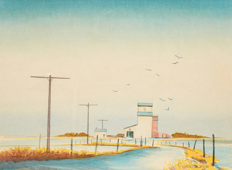 Landscape with Grain Elevator by Robert N. Hurley