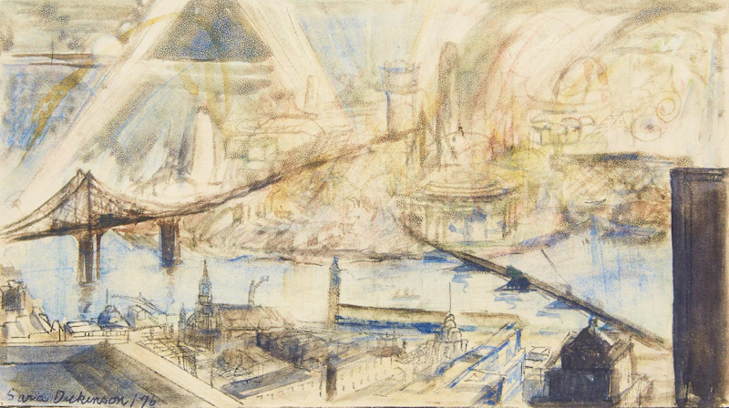 Drawn for Air Canada; Corner of Barrie and Common Streets by Sarah Dickinson