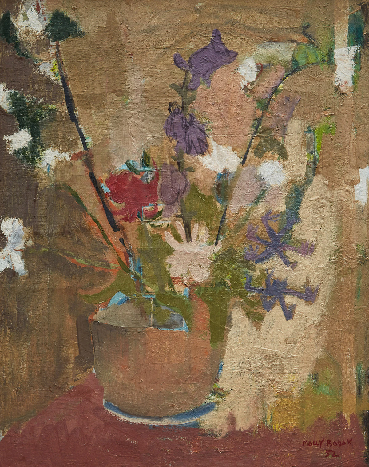 Molly Lamb Bobak, Bowl of Flowers, oil on canvas, 1952