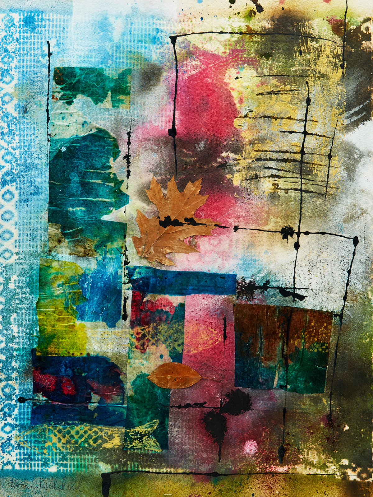 Johanna Eleonore (Hanni) Rothschild, Untitled Abstract; Silver Sky, two mixed media on paper