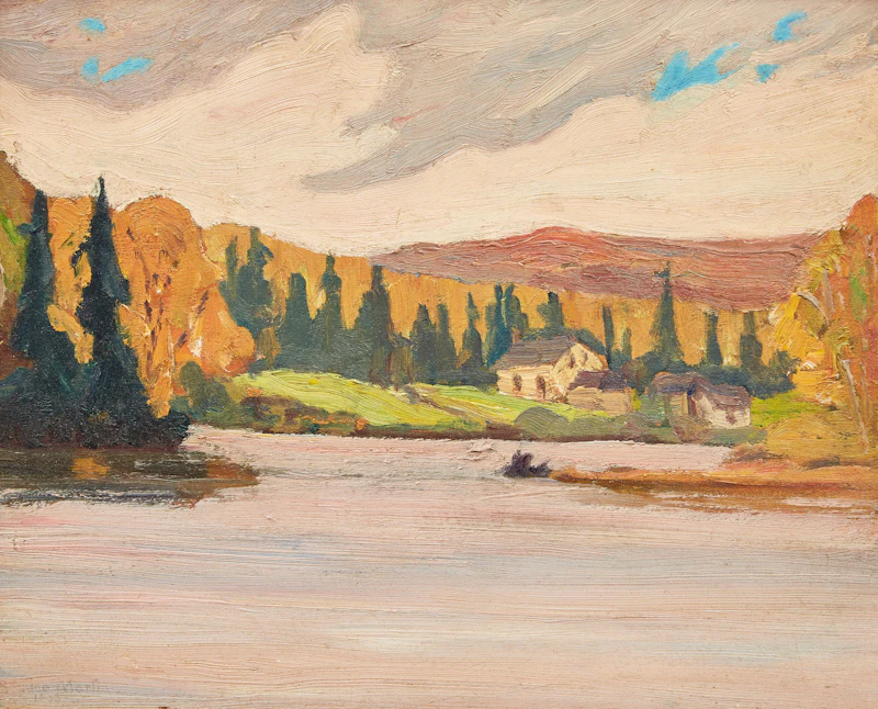 Bernice Fenwick Martin, Rainy Weather, Kearney, Ontario (Magnetawan River), oil on board