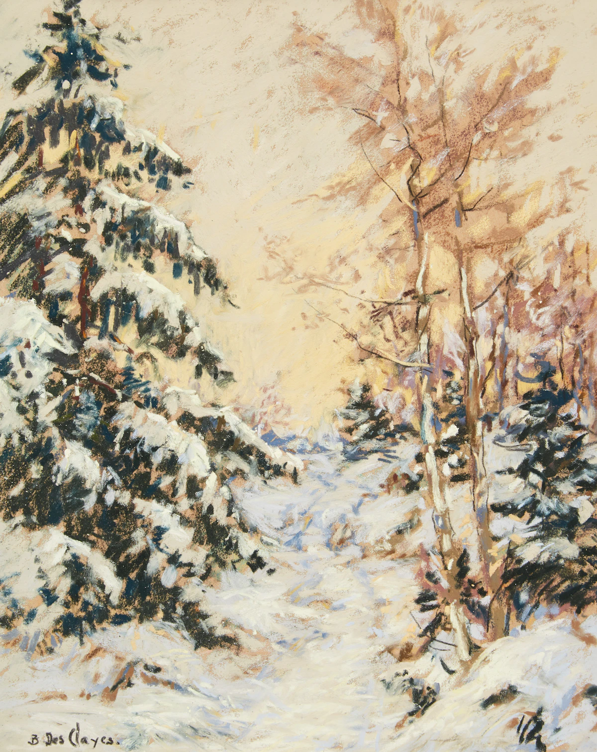 Berthe Des Clayes, After the Snowfall, pastel