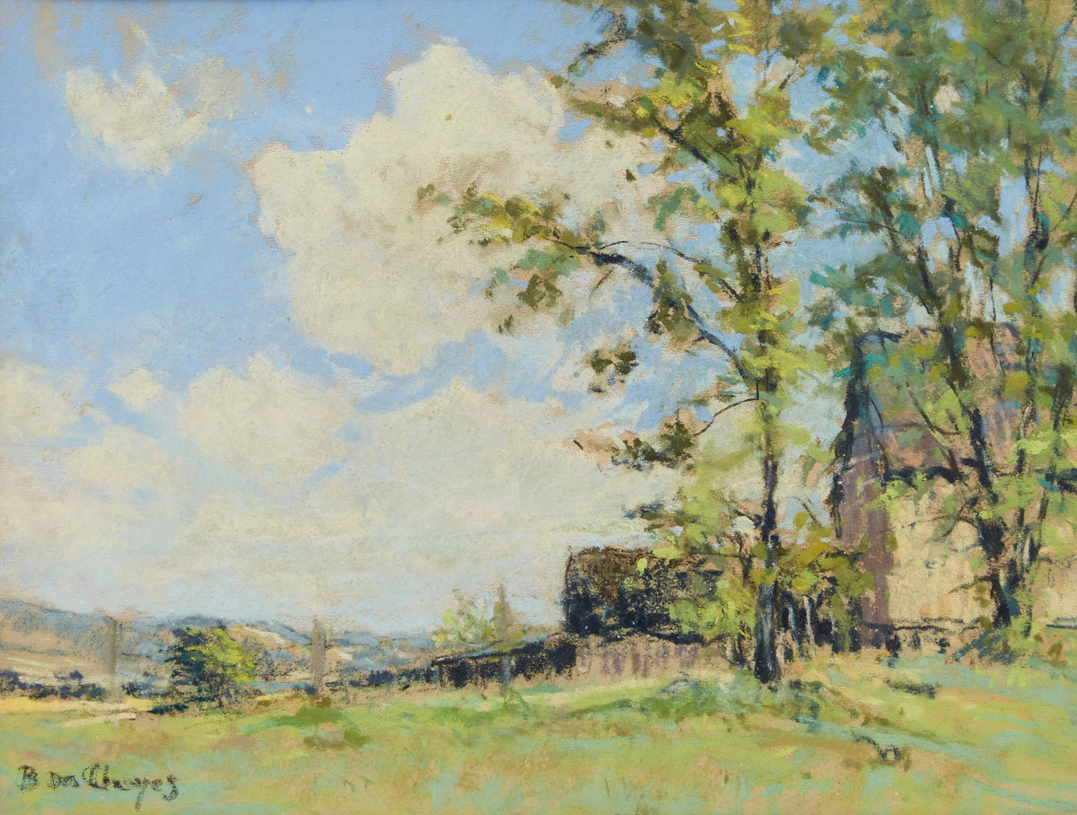Berthe Des Clayes, Untitled, Country Scene, pastel on paper