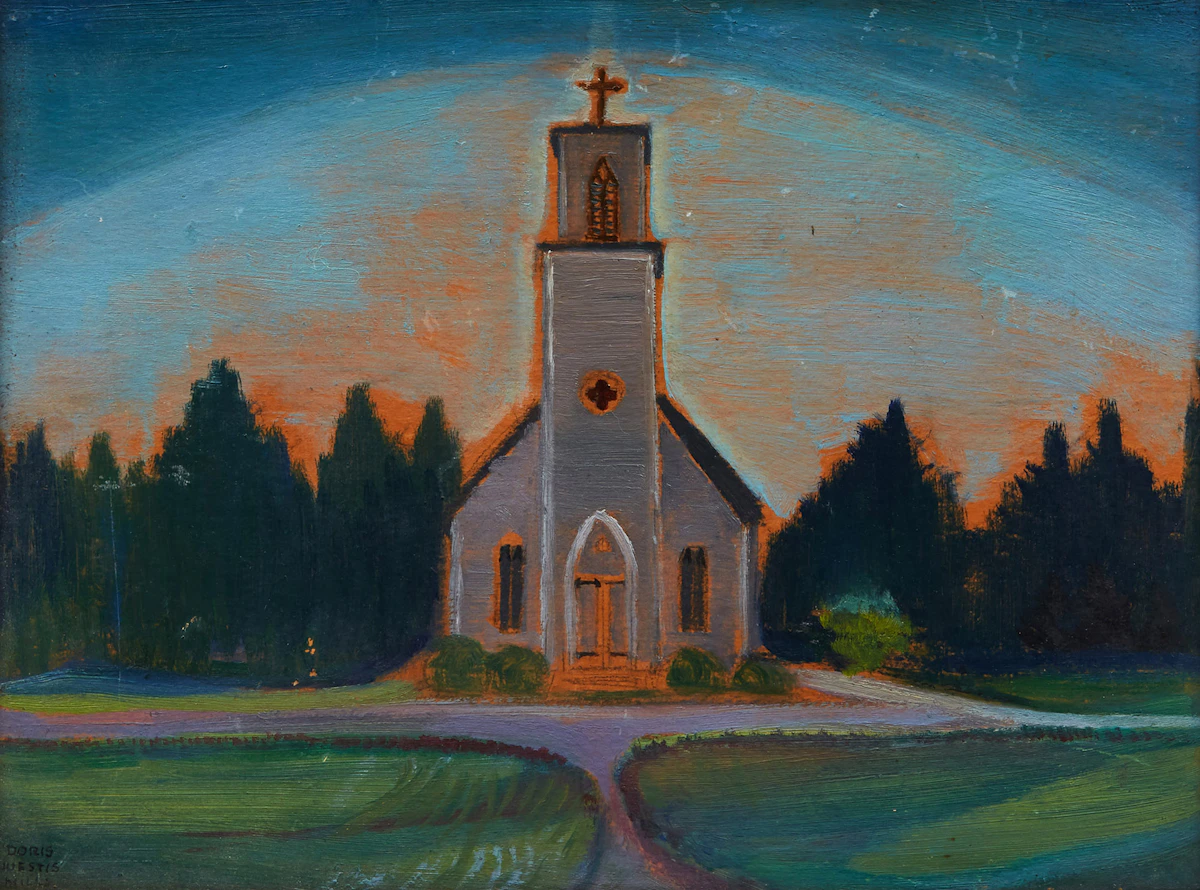 Doris Huestis Mills Speirs, Church at Norwich, Vermont, oil on board, May 1936