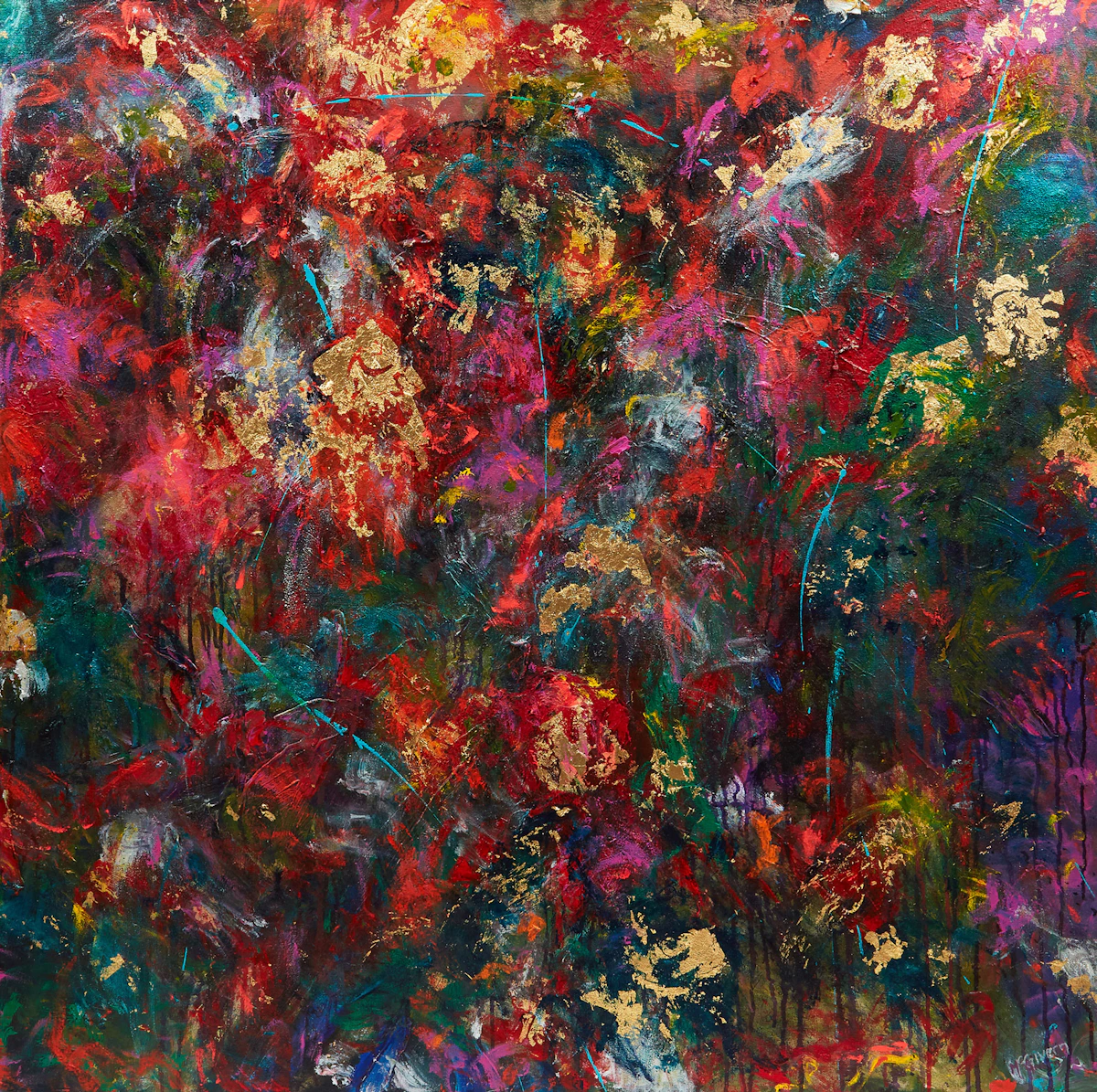 Barbara McGivern, Council Time, acrylic and gold leaf on canvas, 2014