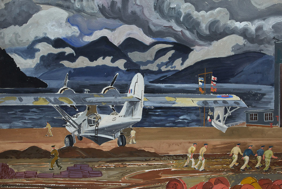 Bobs Cogill Haworth, Canso-Alliford Bay, Pacific Coast (from the Canada at War Series, 1943) , gouache on paper, 1943