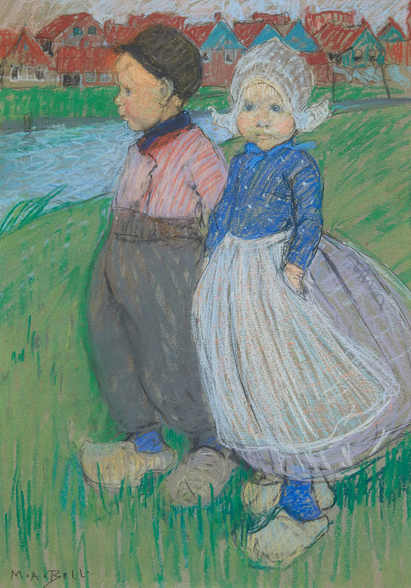 Mary Alexandra Bell Eastlake, Children in Brittany, pastel on paper
