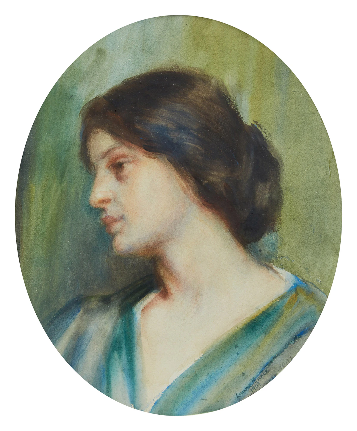 Laura Adeline Muntz Lyall, Portrait of a Young Woman, watercolour, 1901