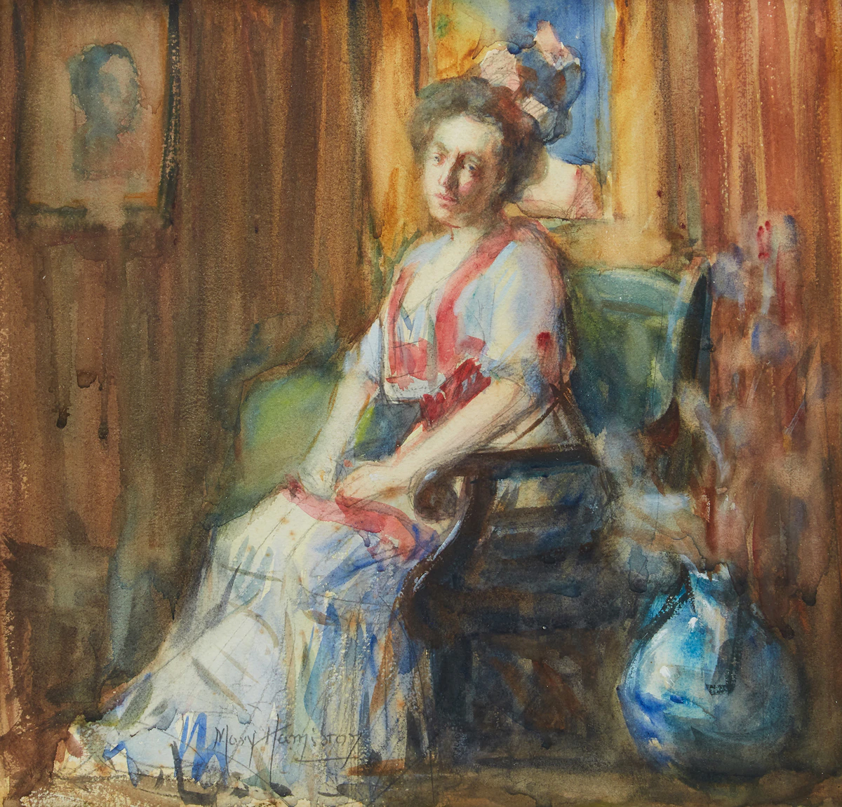 Mary Riter Hamilton, Portrait of a Young Woman, watercolour