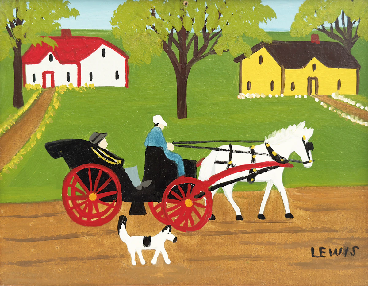 Maud Lewis, The Carriage Ride, mixed media on board