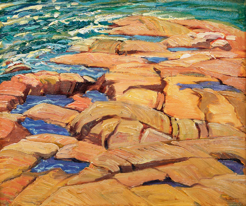 Doris Jean McCarthy, Brixham Harbour (Lake Shoreline), oil on board