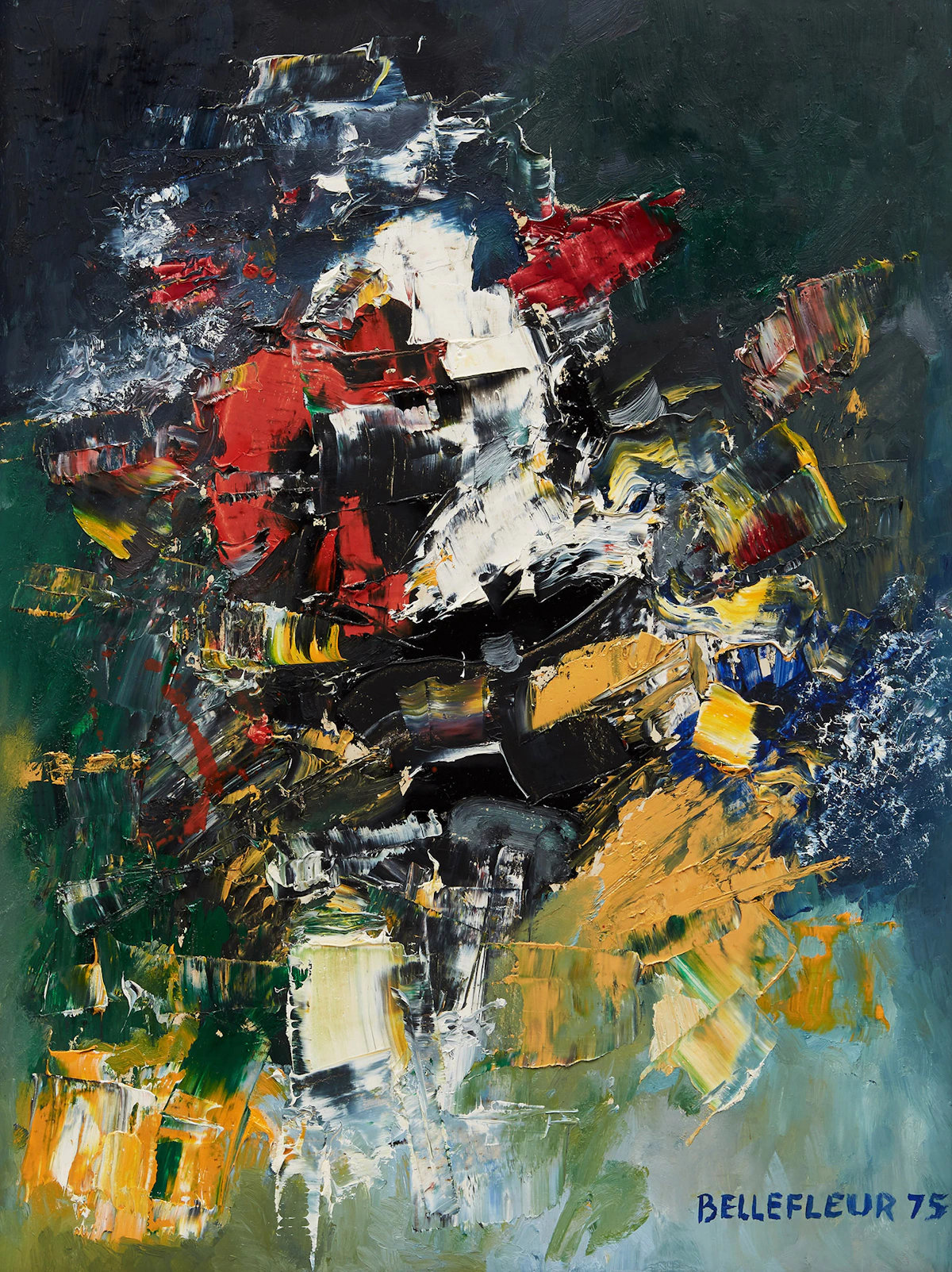 Léon Bellefleur, Abstraction, oil on board, 1975