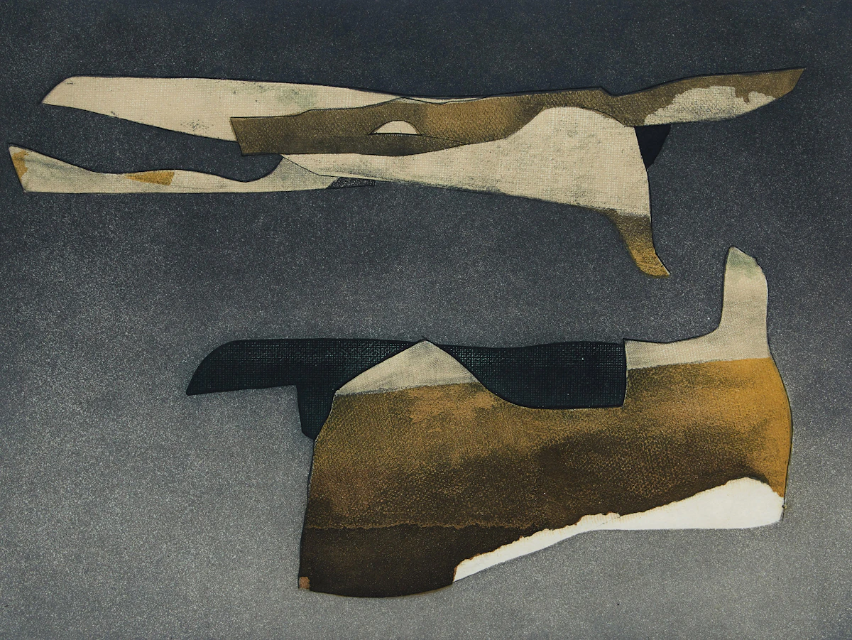 Hans Richter, Sur une jambe, etching in colours, 1974