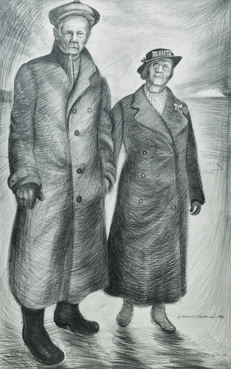 David Lloyd Blackwood, Captain Alb and Aunt Nance, graphite on paper