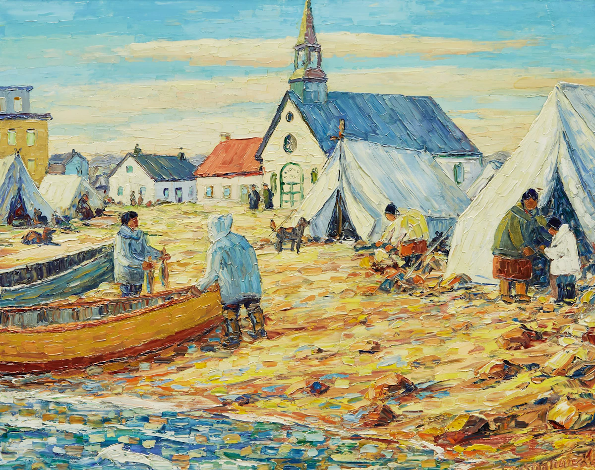 Fleurimond Constantineau, Untitled (Shoreline), oil on board