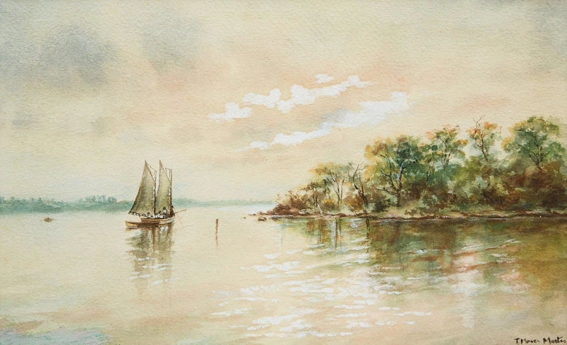 Thomas Mower Martin, Sailboat on the Lake , watercolour on paper