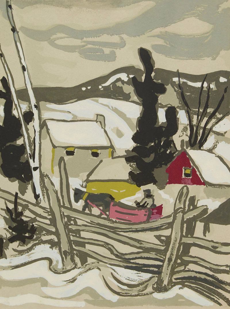 Alexander Young Jackson, Sleighing Through the Village, serigraph