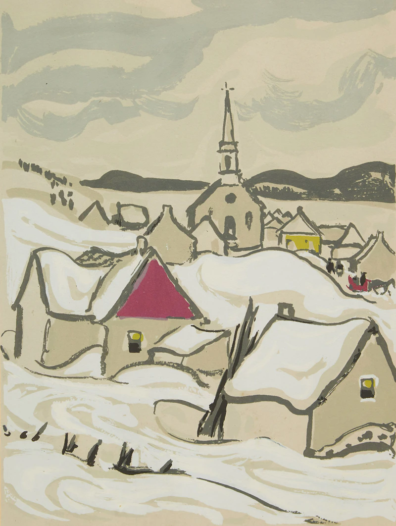 Alexander Young Jackson, Quebec Village in Winter, serigraph