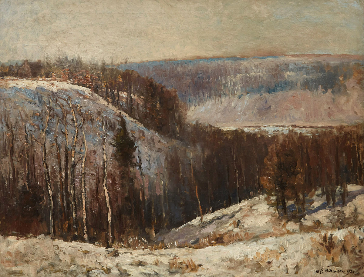 William Edwin Atkinson, Winter Landscape, oil on canvas, 1920