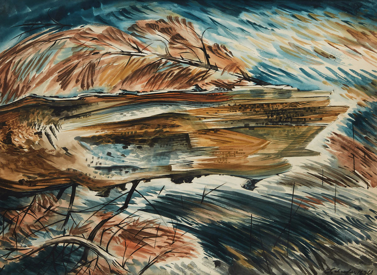Carl Fellman Schaefer, Wind in the Woods, watercolour, 1964