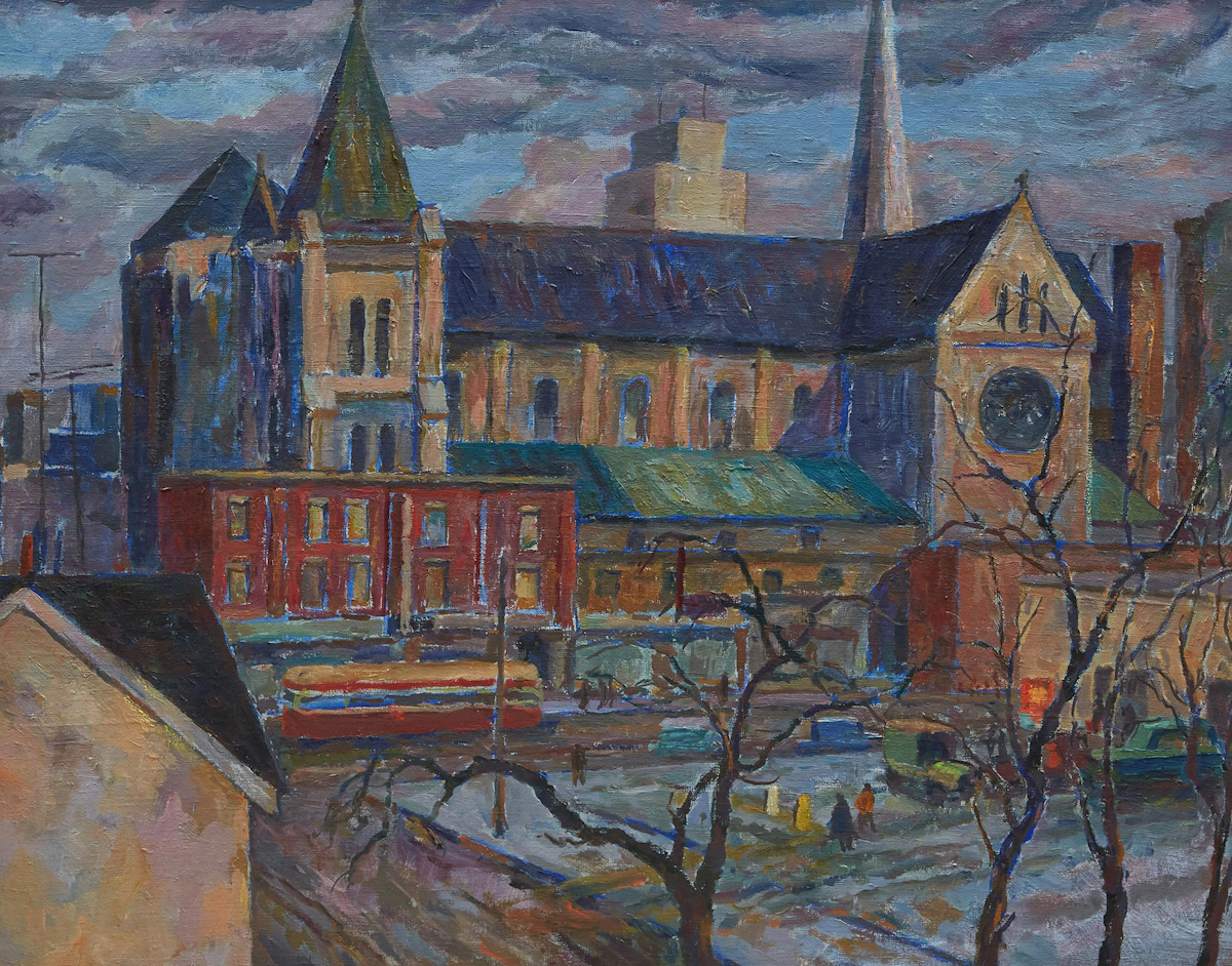 Rowley Walter Murphy, Church at Dundas and McCaul St., oil on canvas
