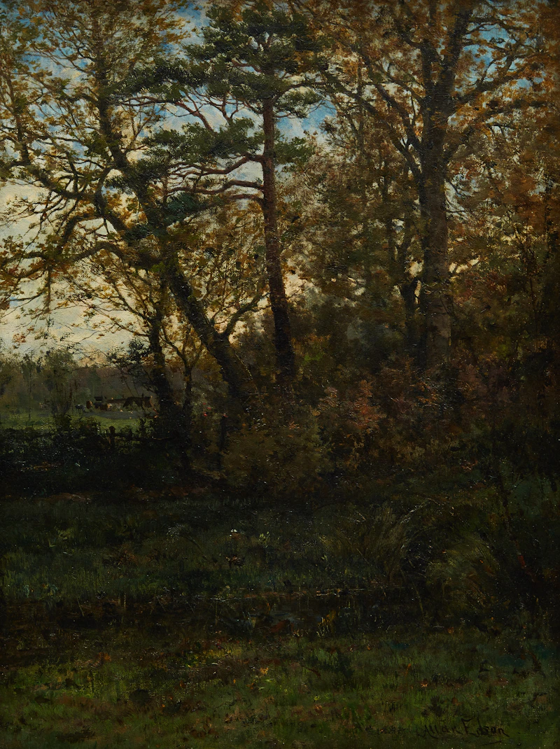 Forest Scene with Farmhouse by Aaron Allan Edson