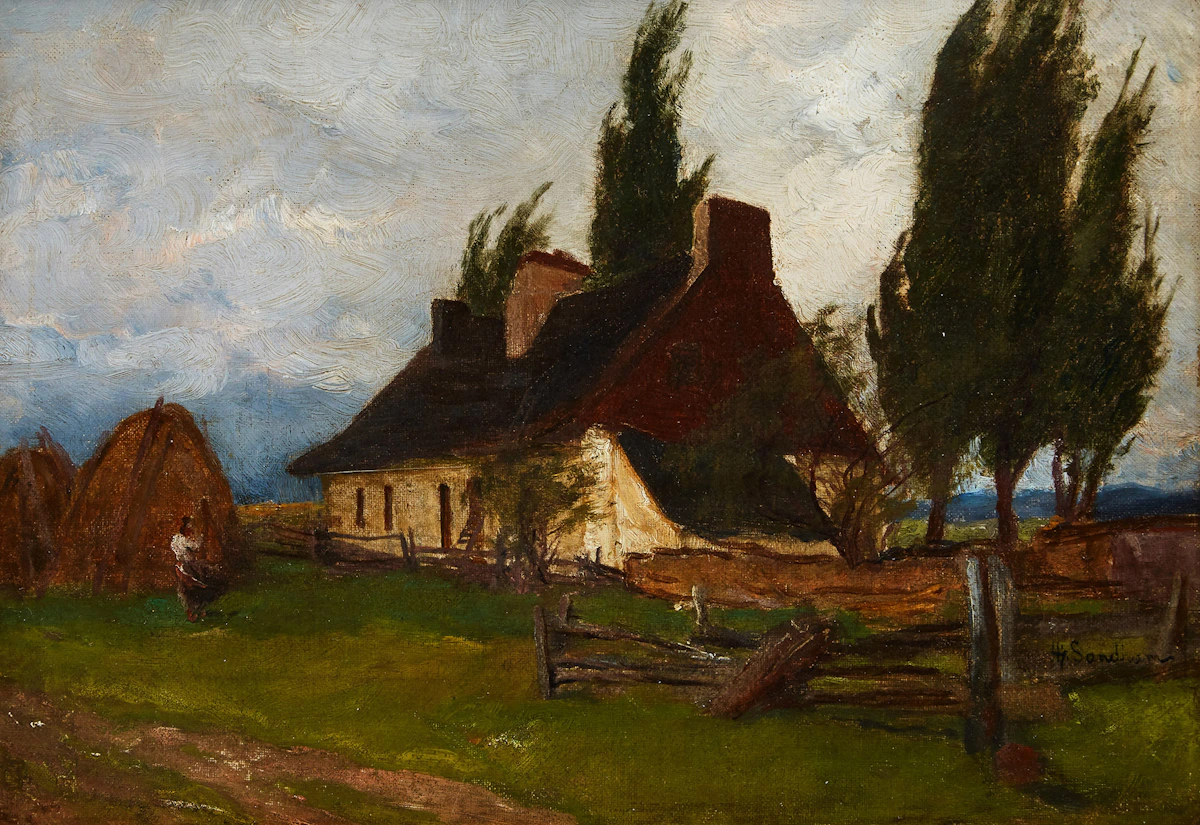 Henry Sandham, Vieille ferme du Quebec , oil on canvas