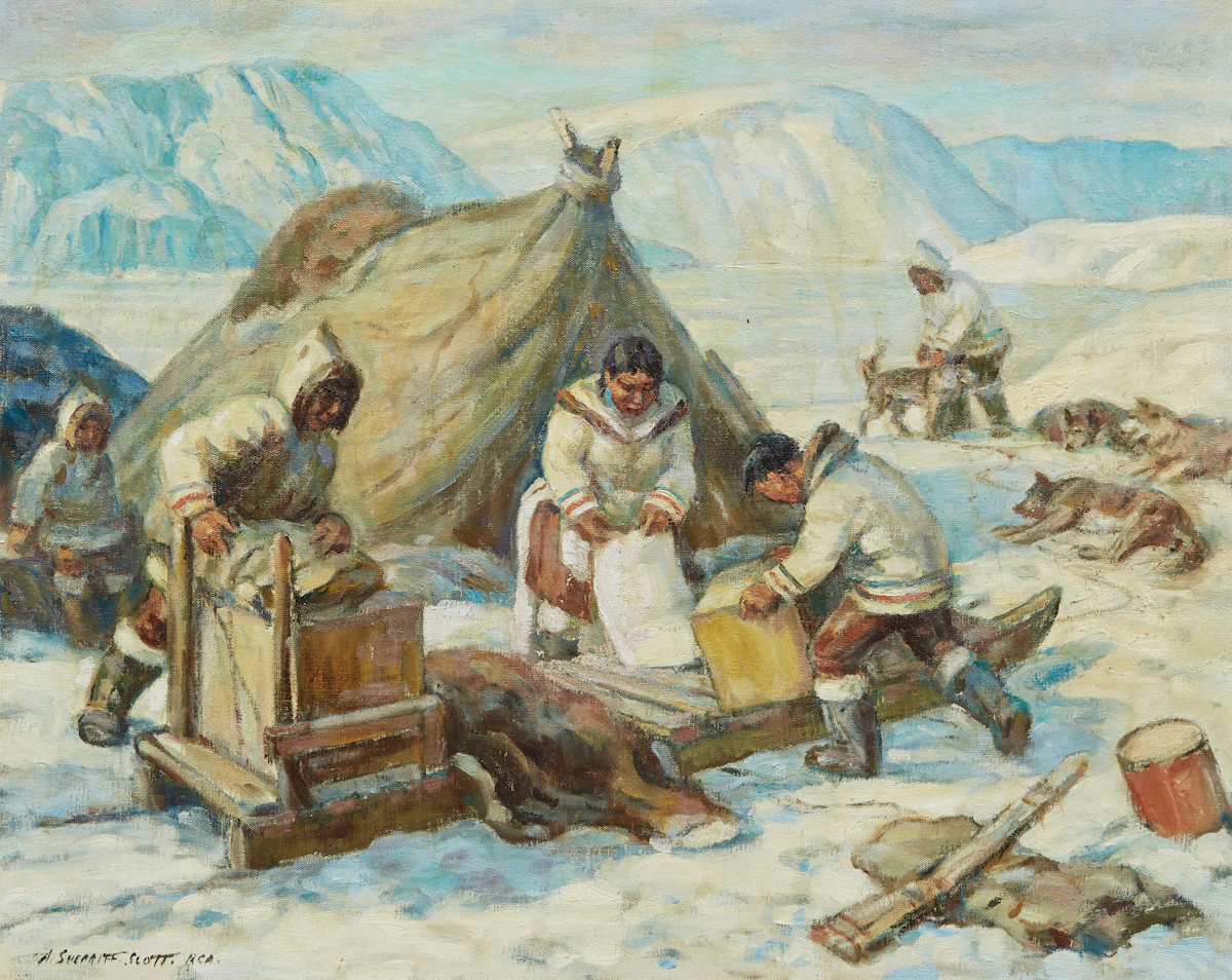 Adam Sherriff Scott, Inuit Camp, acrylic on canvas