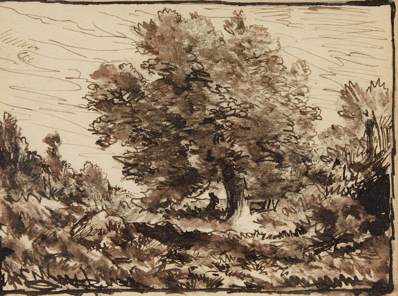 Homer Ransford Watson, Tree in the Landscape;  After Storm - Crippled, Gulf St. Lawrence, mixed media