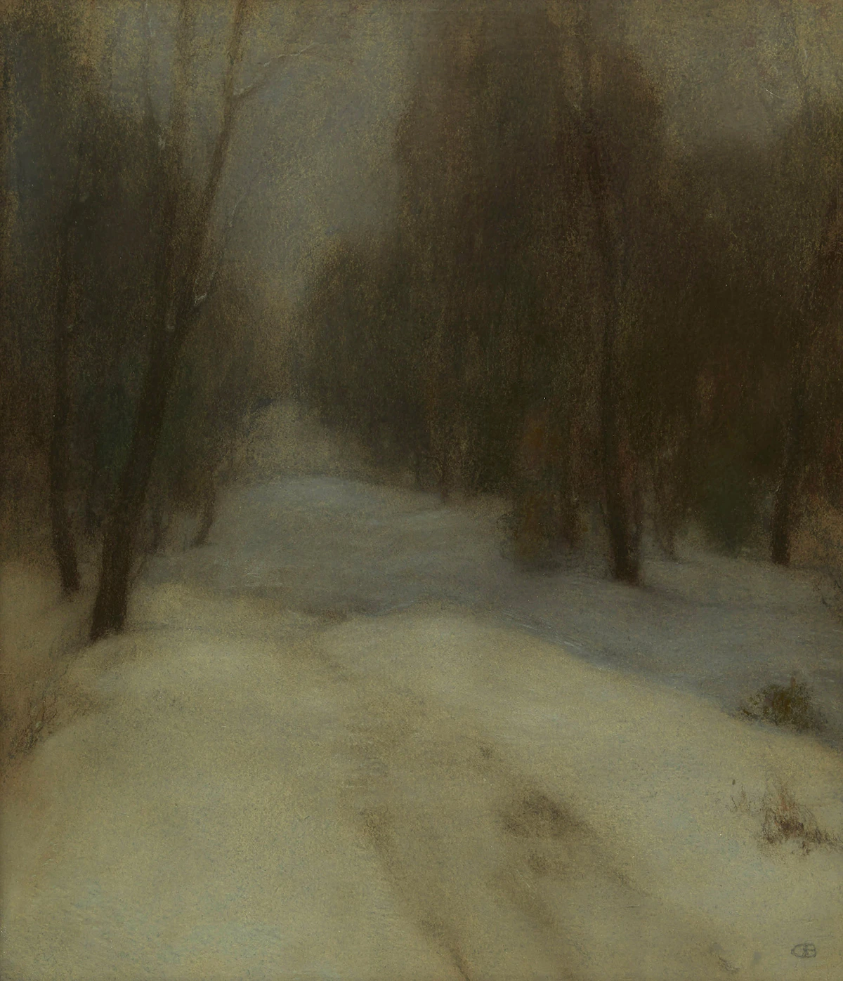 Charles Ernest de Belle, Woods in Winter, pastel
