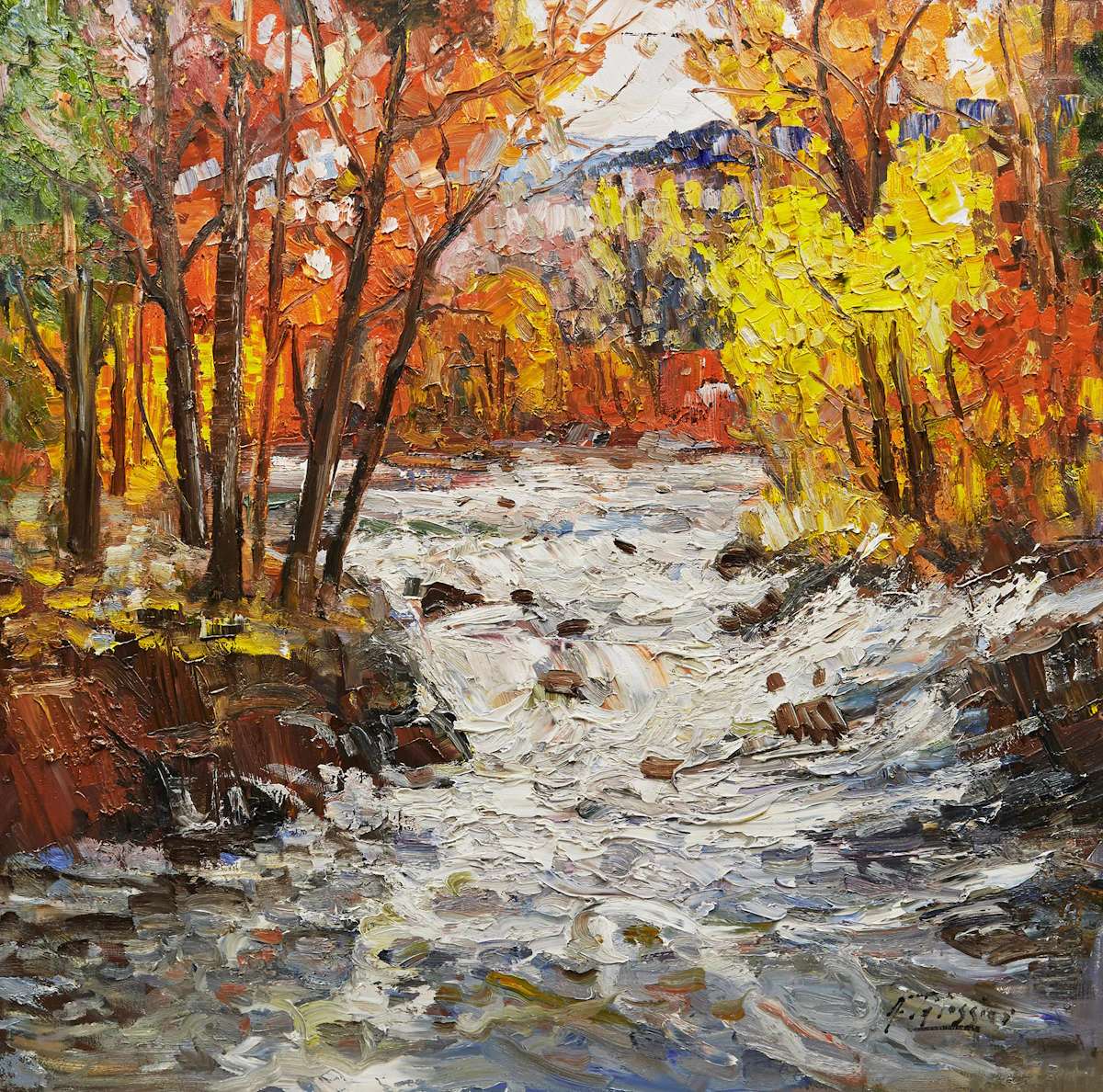 Armand Tatossian, Waterfall, oil on canvas