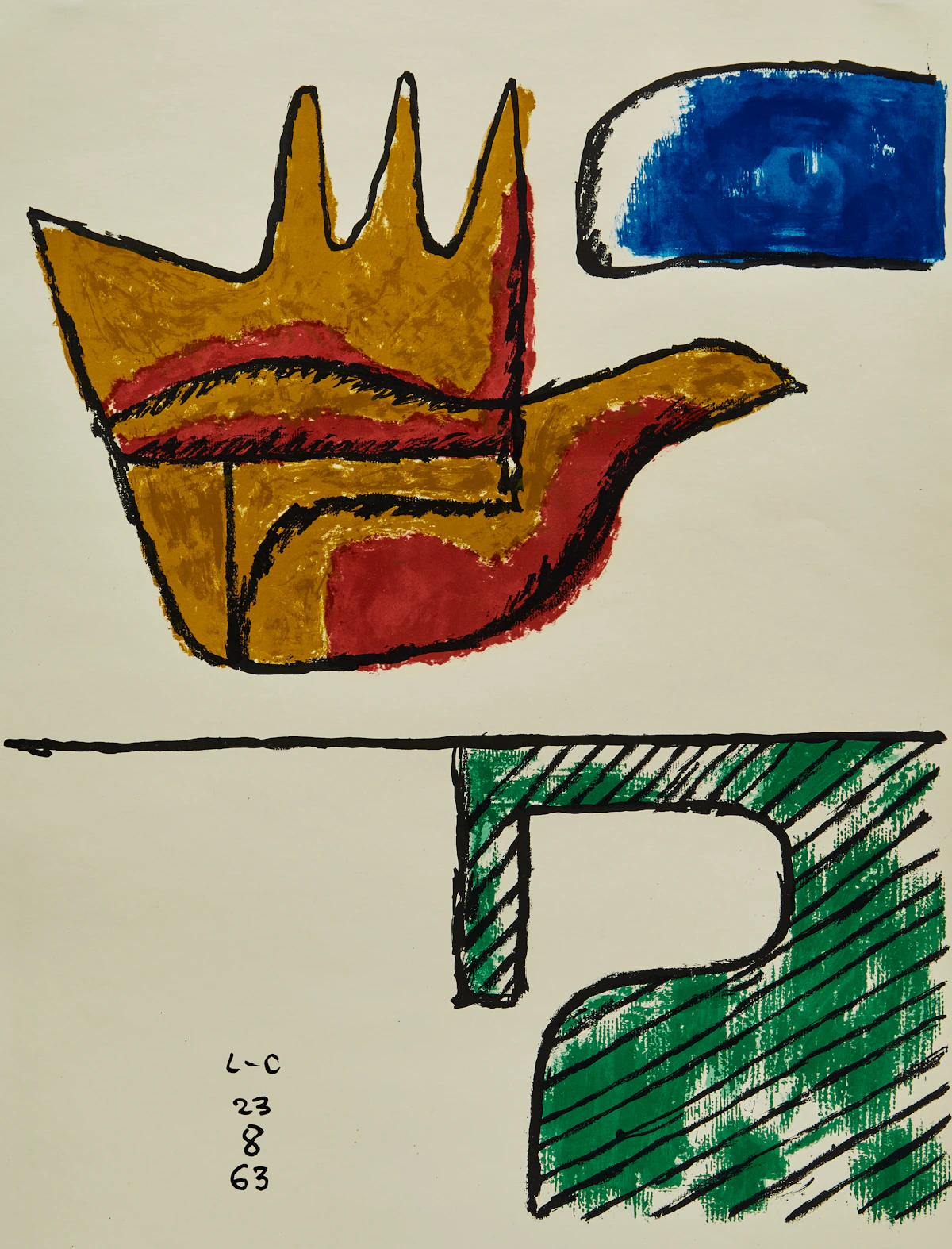Le Corbusier, La Main Ouverte (The Open Hand), colour lithograph, 1963