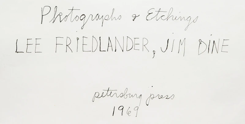 title page from Photographs and Etchings Lee Friedlander, Jim Dine (Mikro 55) by Jim Dine
