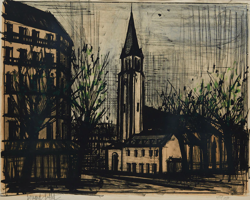 Saint Germain Des Pres (From the Paris Album) (Sorlier 35, Mourlot 37) by Bernard Buffet