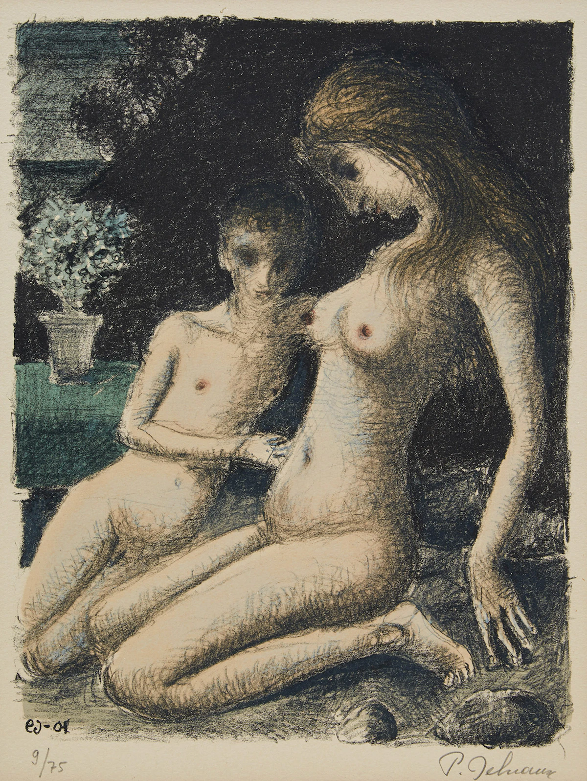 Paul Delvaux, L’Azalee Bleu, lithograph in colours