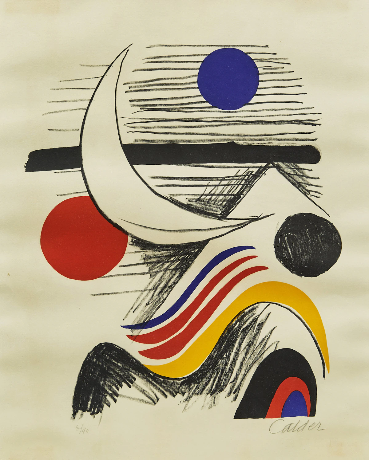 Alexander Calder, La lune et la montagne , colour lithograph