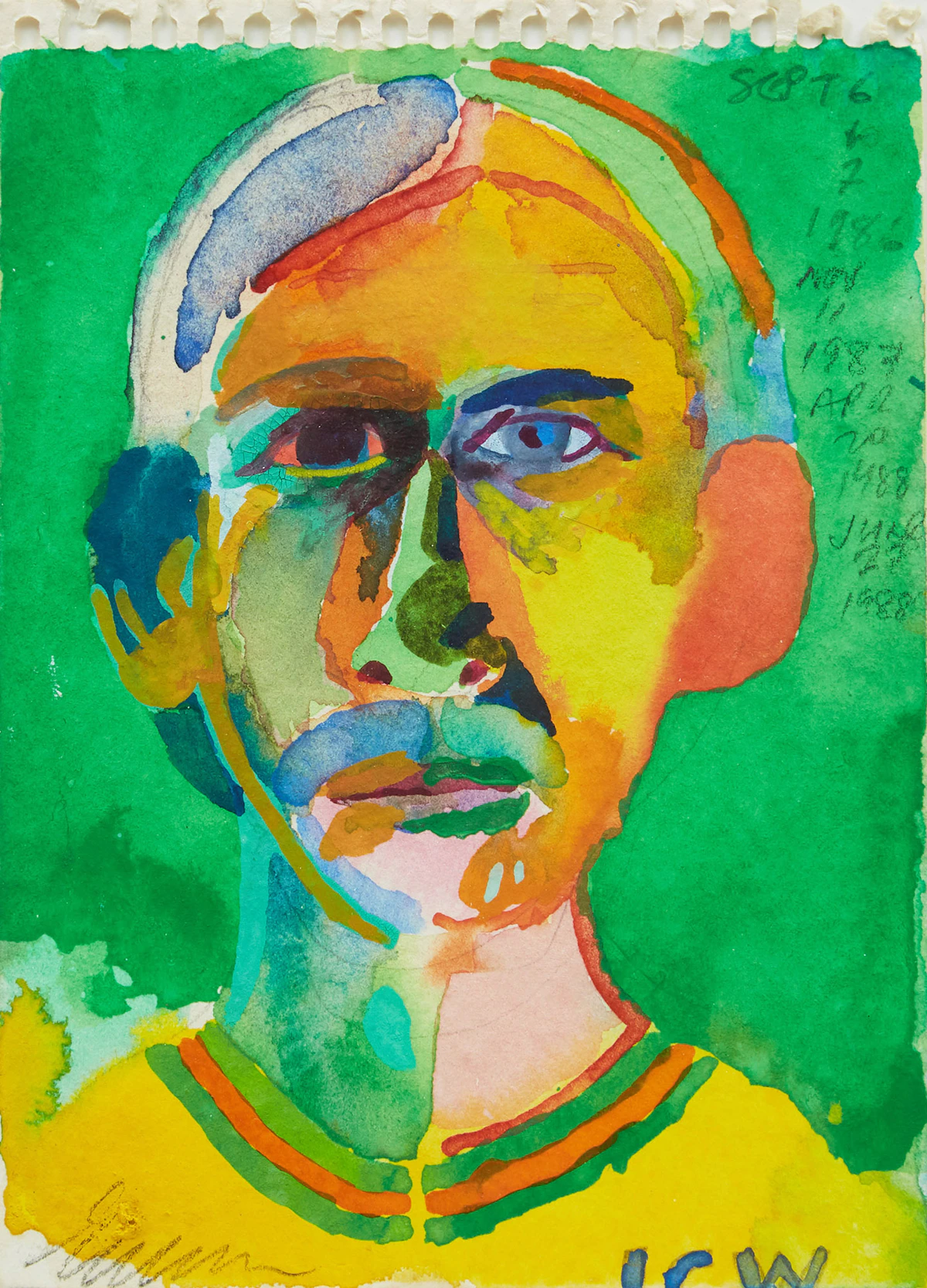 Gregory Richard Curnoe, Self-Portrait , watercolour