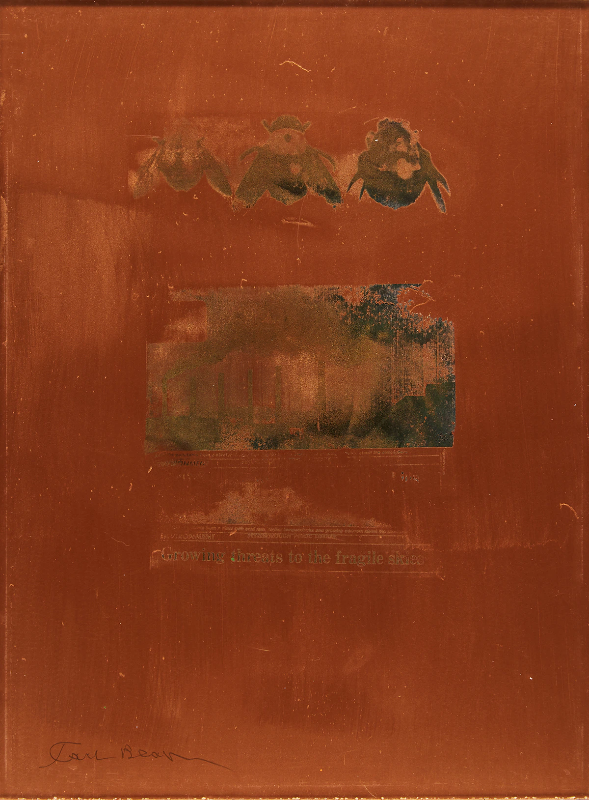 Carl Beam, Growing Threats; Humpback, two mixed media works on plexiglass