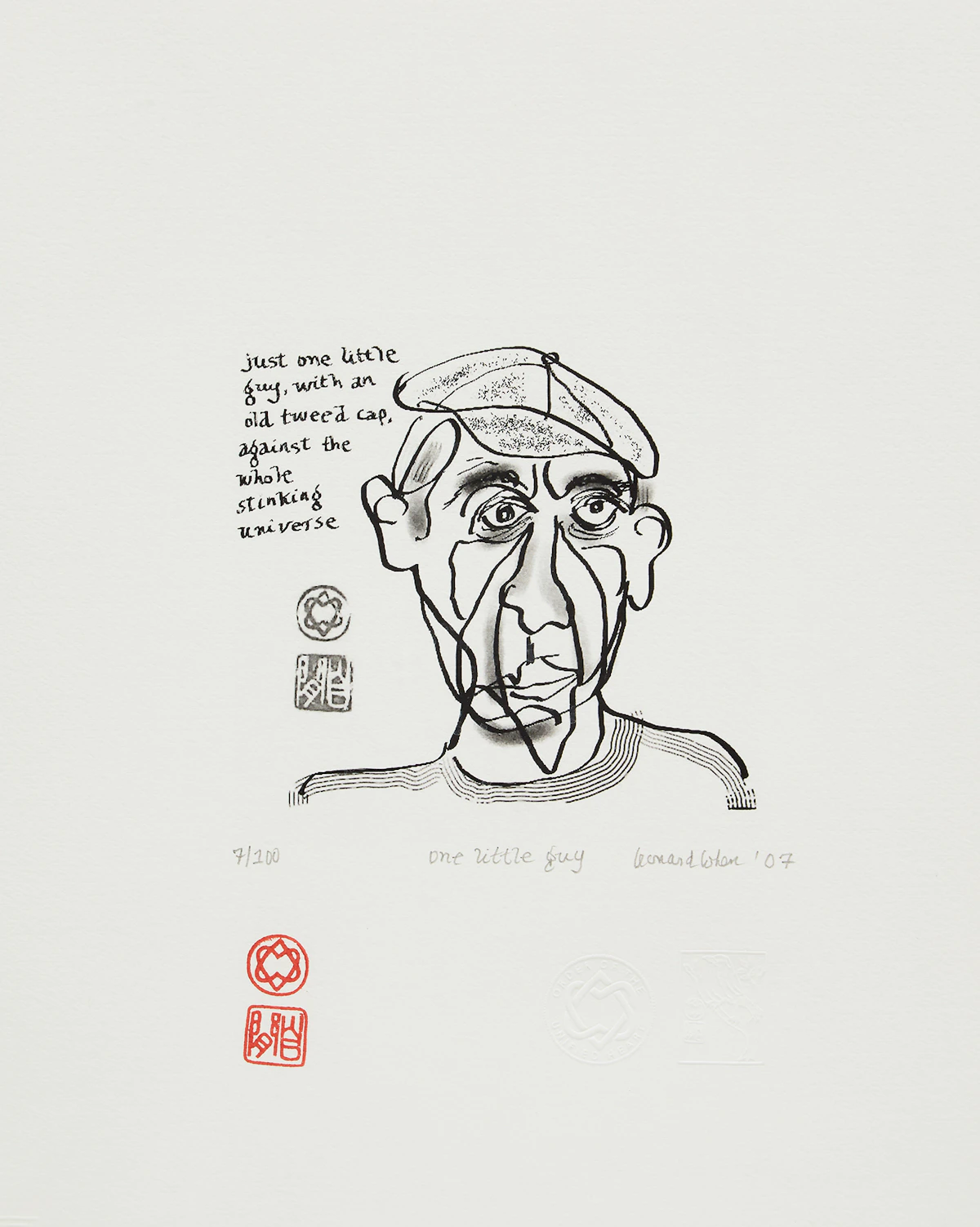 Leonard Cohen, One Little Guy, serigraph, 2007