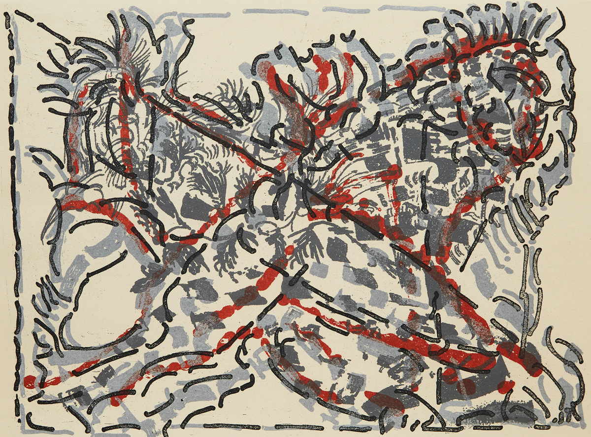 Jean Paul Riopelle, Quien-toi bien (Série Dommage), colour etching, 1989