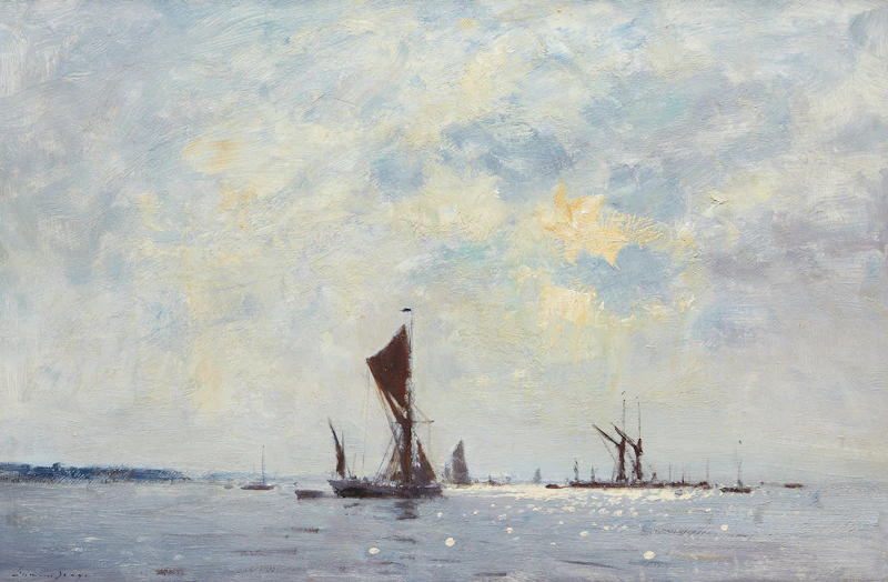 Edward  Brian Seago, Morning Sunlight on the Orwell, oil on masonite