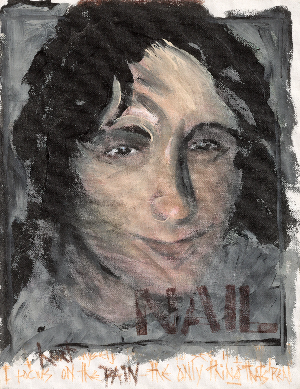 David Bowie, Nail-Head of Trent Reznor, oil and mixed media on canvas, 1995
