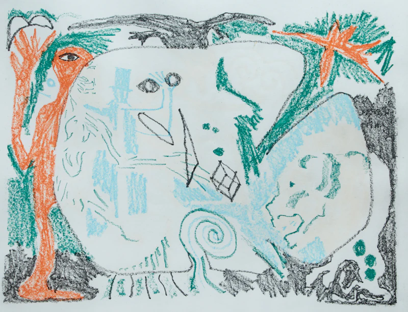 A.R. Penck, Paris, colour soft ground etching