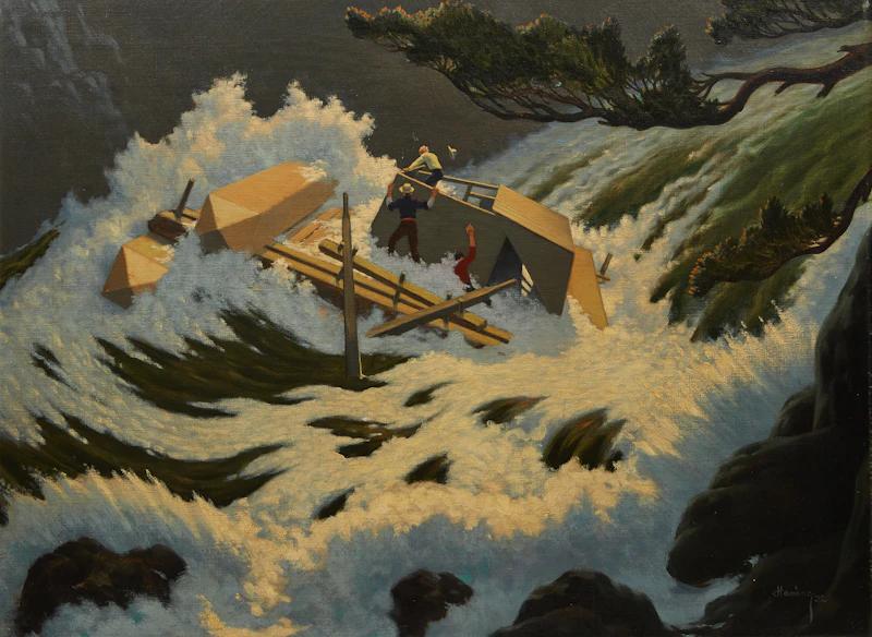 Arthur Henry Howard Heming, In the Calumet Rapids , oil on canvas