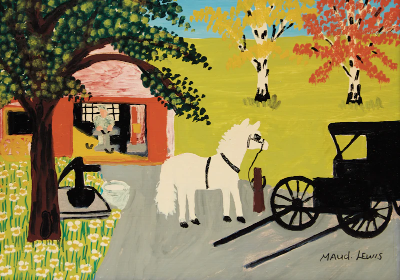 Maud Lewis, The Blacksmith Shop, mixed media on board