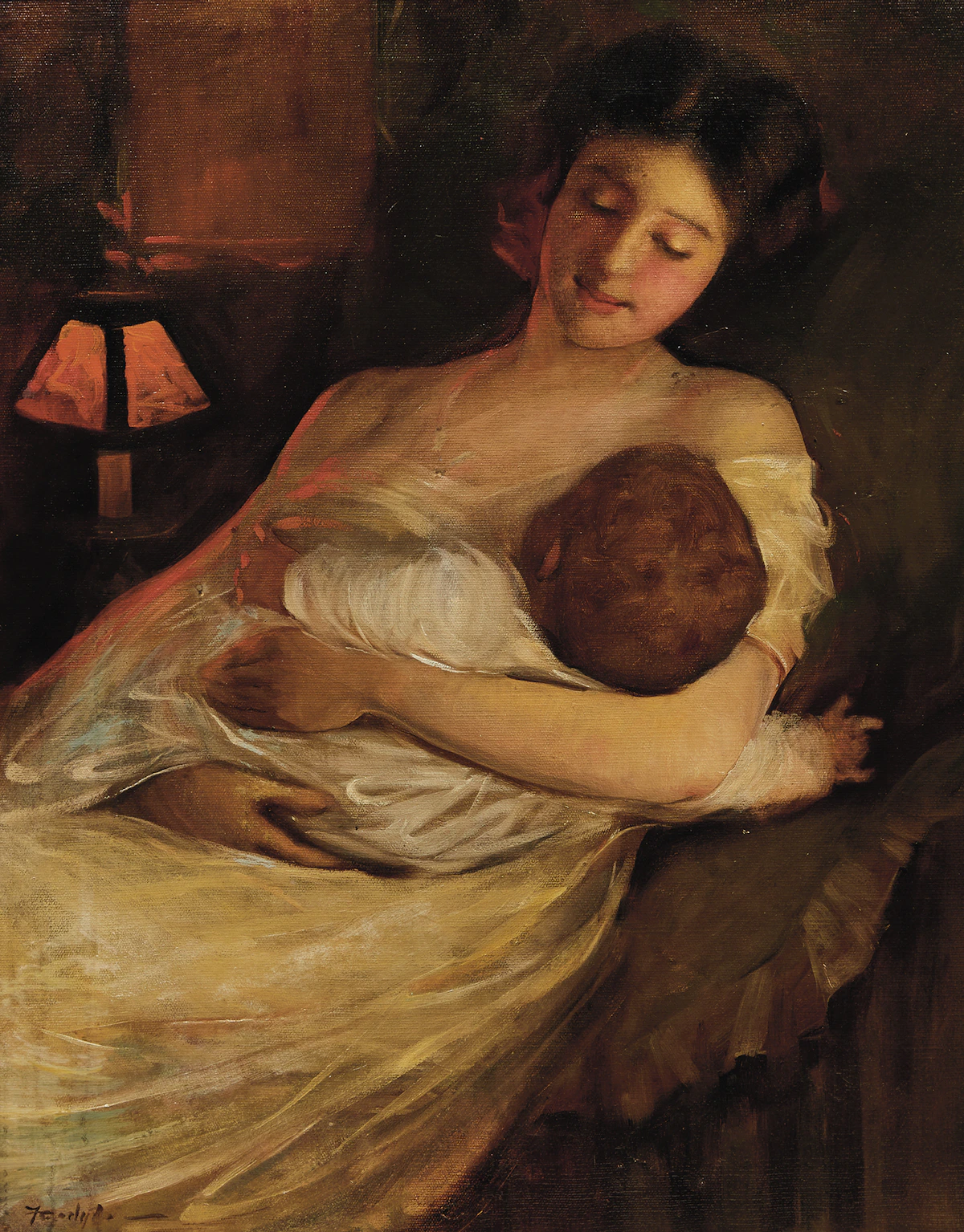 Florence Emily Carlyle, Motherhood, 1910 , oil on canvas, 1910