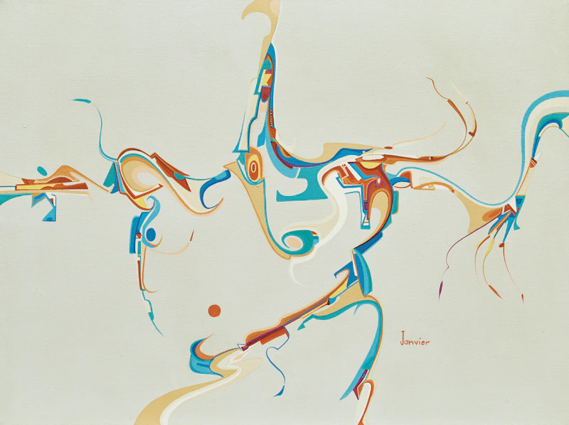 Alex Simeon Janvier, Hometown Fans, acrylic on canvas